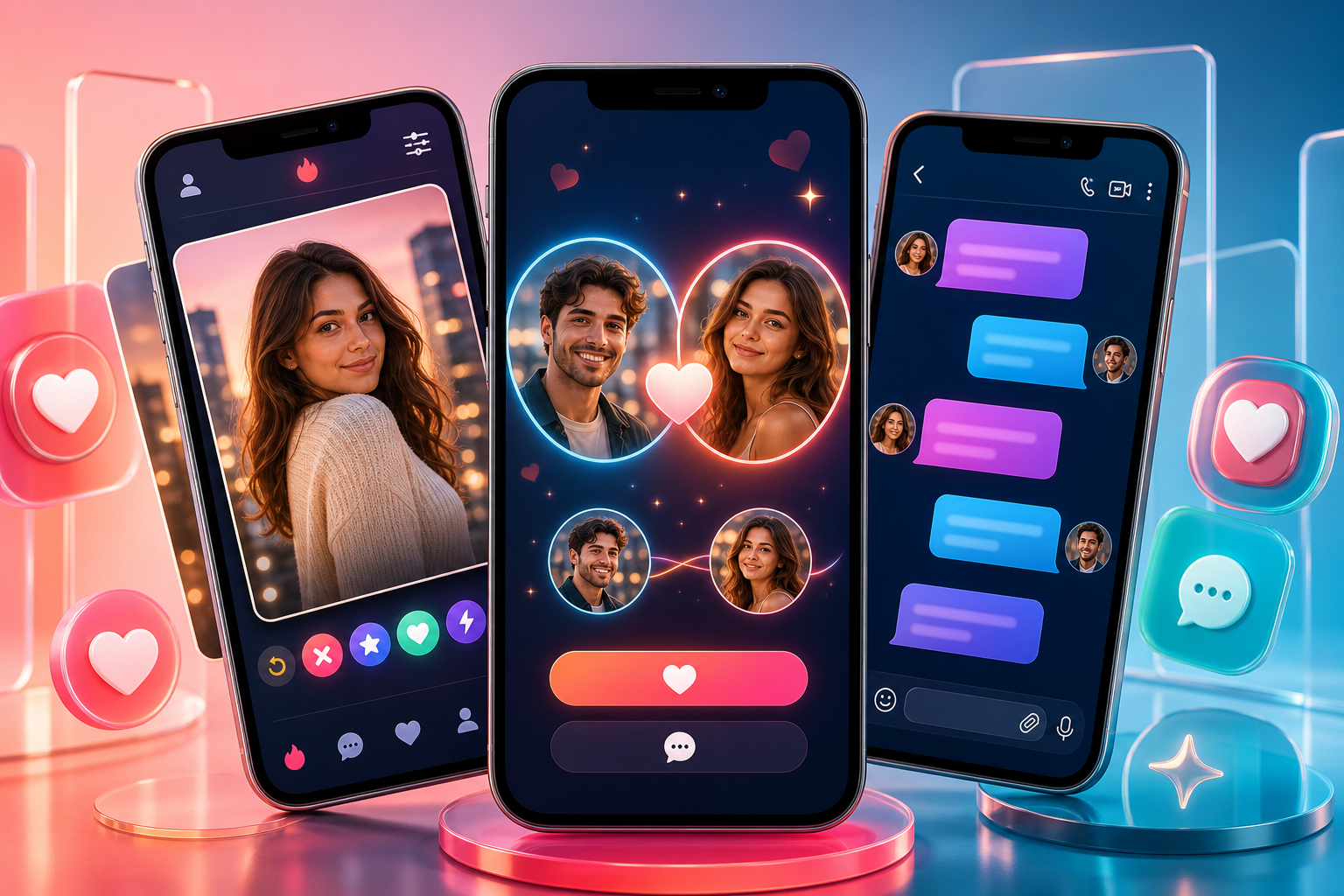 PIex dating app match and chat screens